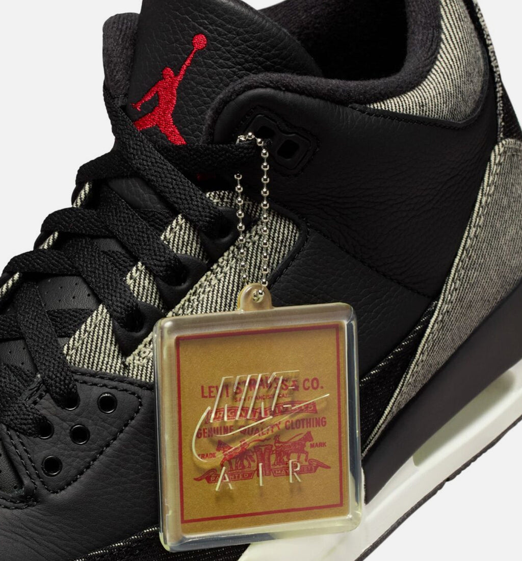 Air Jordan 3 x Levi's Black and White Men's Shoes - Denim/Black/Red