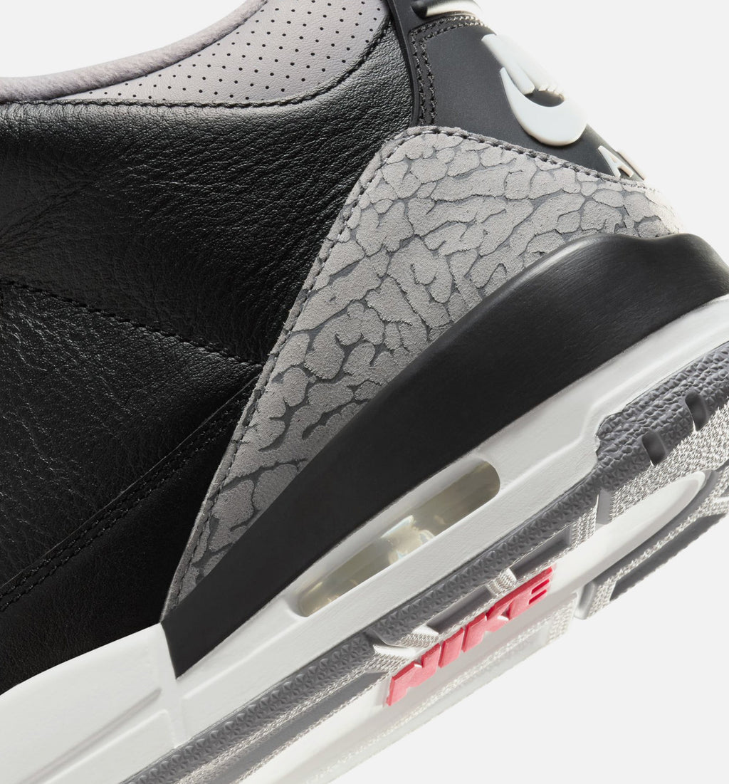 Air Jordan 3 Retro Black Cement Men's Shoes - Black/Fire Red/Grey