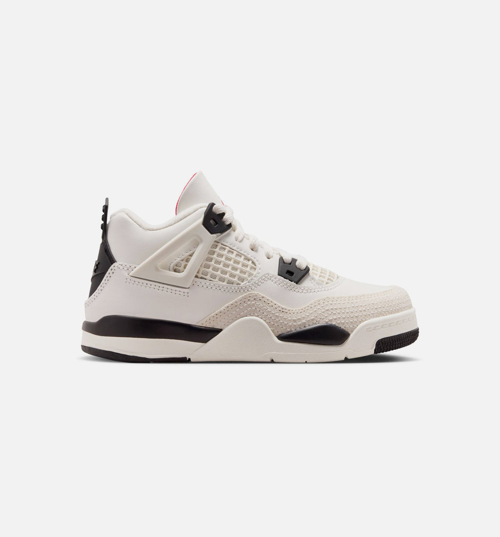 Air Jordan 4 Retro Flight Club Preschool Shoes - Cream/Black/Red