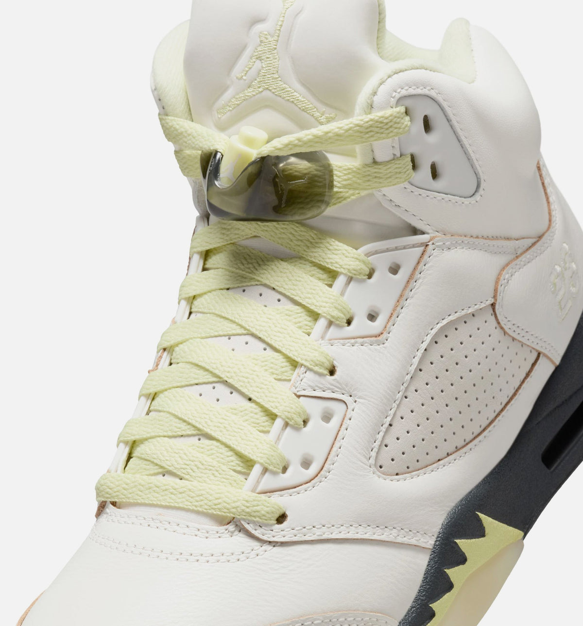 Air Jordan 5 Retro Luminous Green and Sail Women's Shoes - Sail/Green