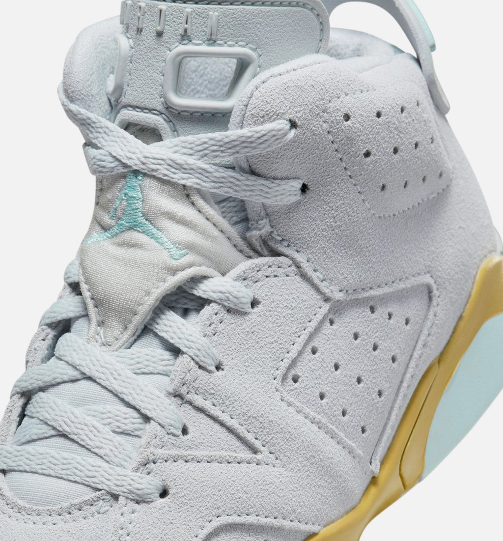 Air Jordan 6 Retro Pearl Preschool Shoes - Platinum/Blue/Gold