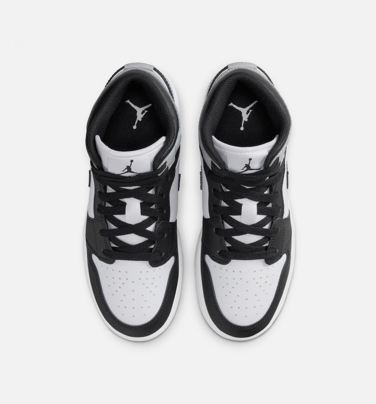 Air Jordan 1 Mid Kids' Shoes - White/Light Smoke Grey/Black