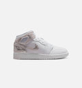 Air Jordan 1 Mid SE Kids' Shoes - White/Field Silver