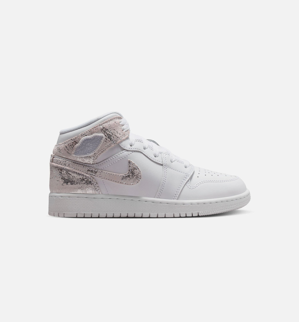 Air Jordan 1 Mid SE Kids' Shoes - White/Field Silver