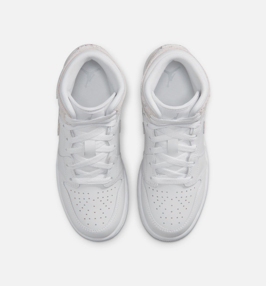 Air Jordan 1 Mid SE Kids' Shoes - White/Field Silver