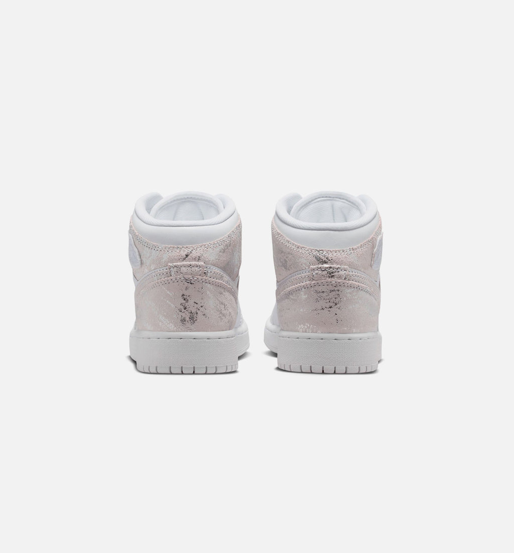 Air Jordan 1 Mid SE Kids' Shoes - White/Field Silver