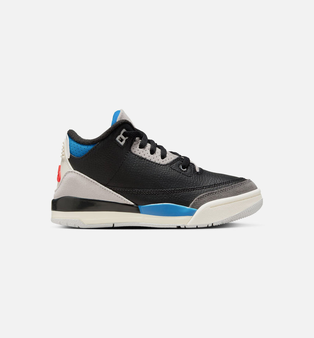 Air Jordan 3 Retro OG Rare Air Preschool Shoes - Black/Chile Red/Grey