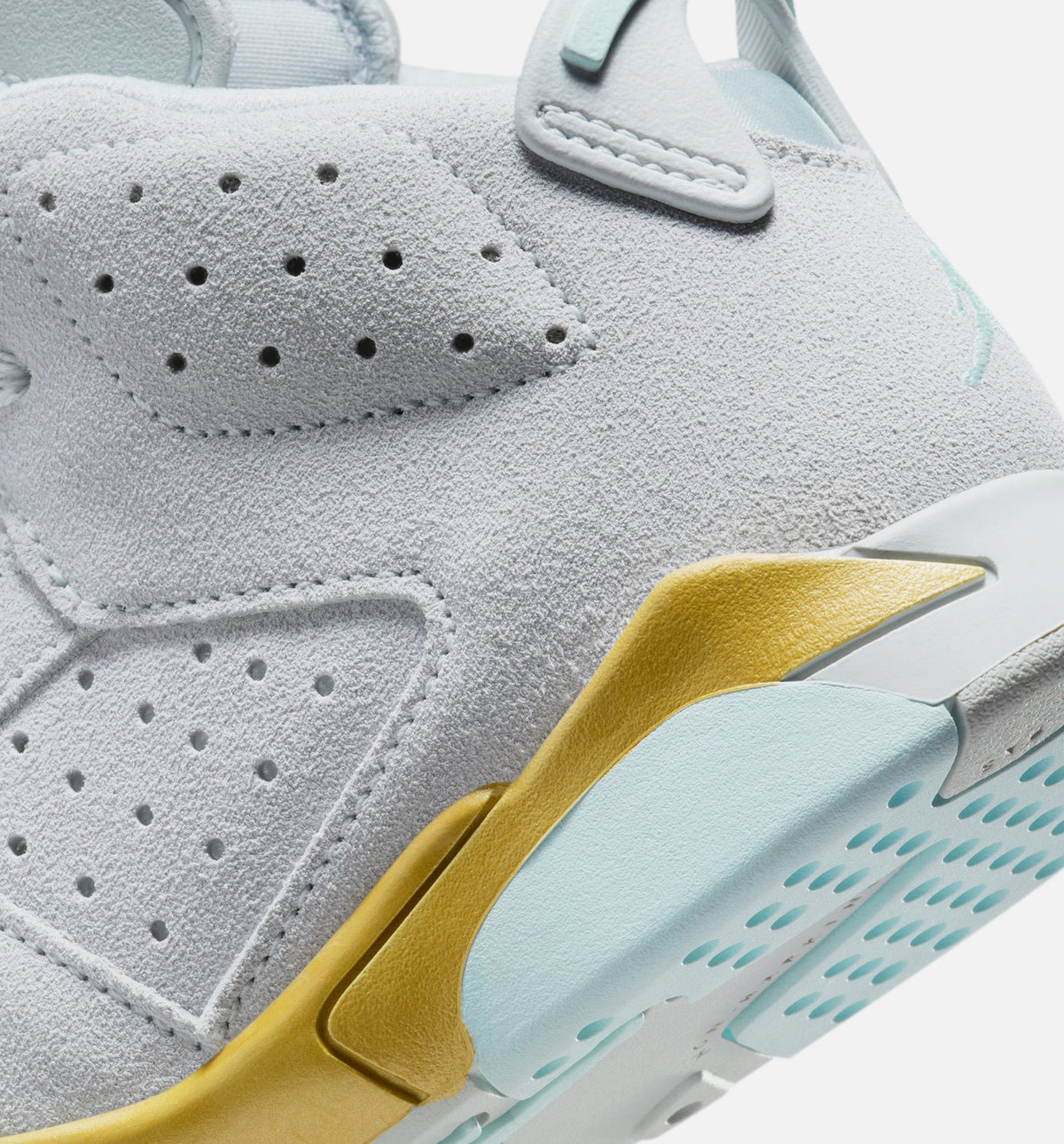 Air Jordan 6 Retro Pearl Preschool Shoes - Platinum/Blue/Gold