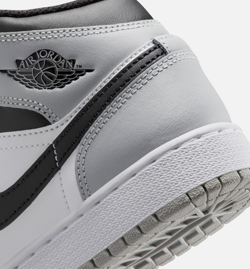 Air Jordan 1 Mid Kids' Shoes - White/Light Smoke Grey/Black