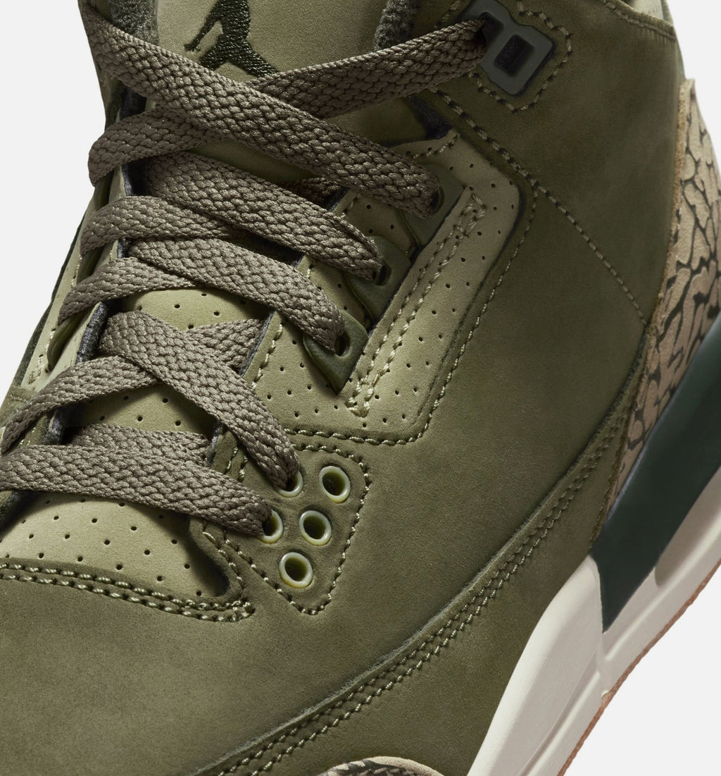 Air Jordan 3 Retro Medium Olive Kids' Shoes - Olive Green/Sail