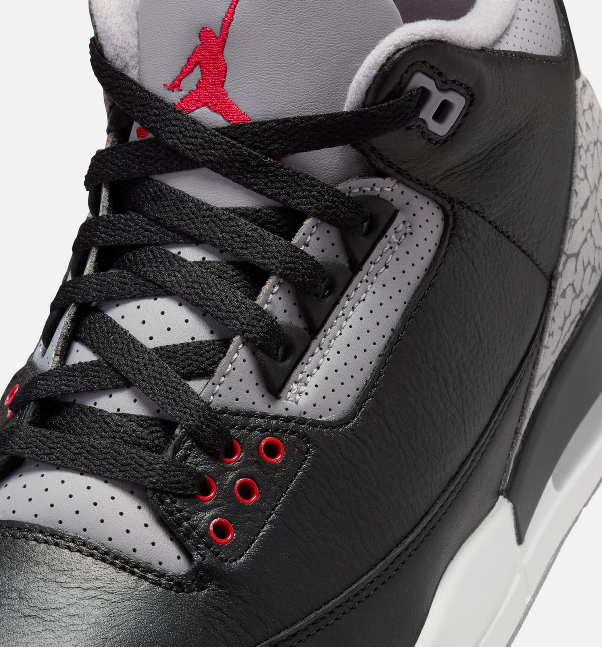 Air Jordan 3 Retro Black Cement Men's Shoes - Black/Fire Red/Grey