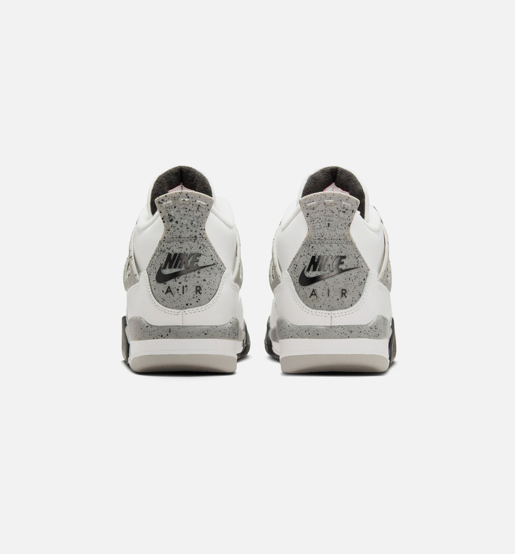 Air Jordan 4 Retro White Cement Kids' Shoes - White/Grey/Red