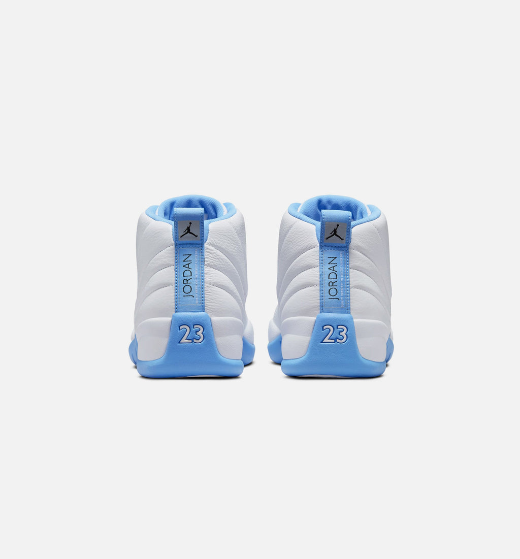 Air Jordan 12 Retro White and University Blue Men's Shoes - White/Blue