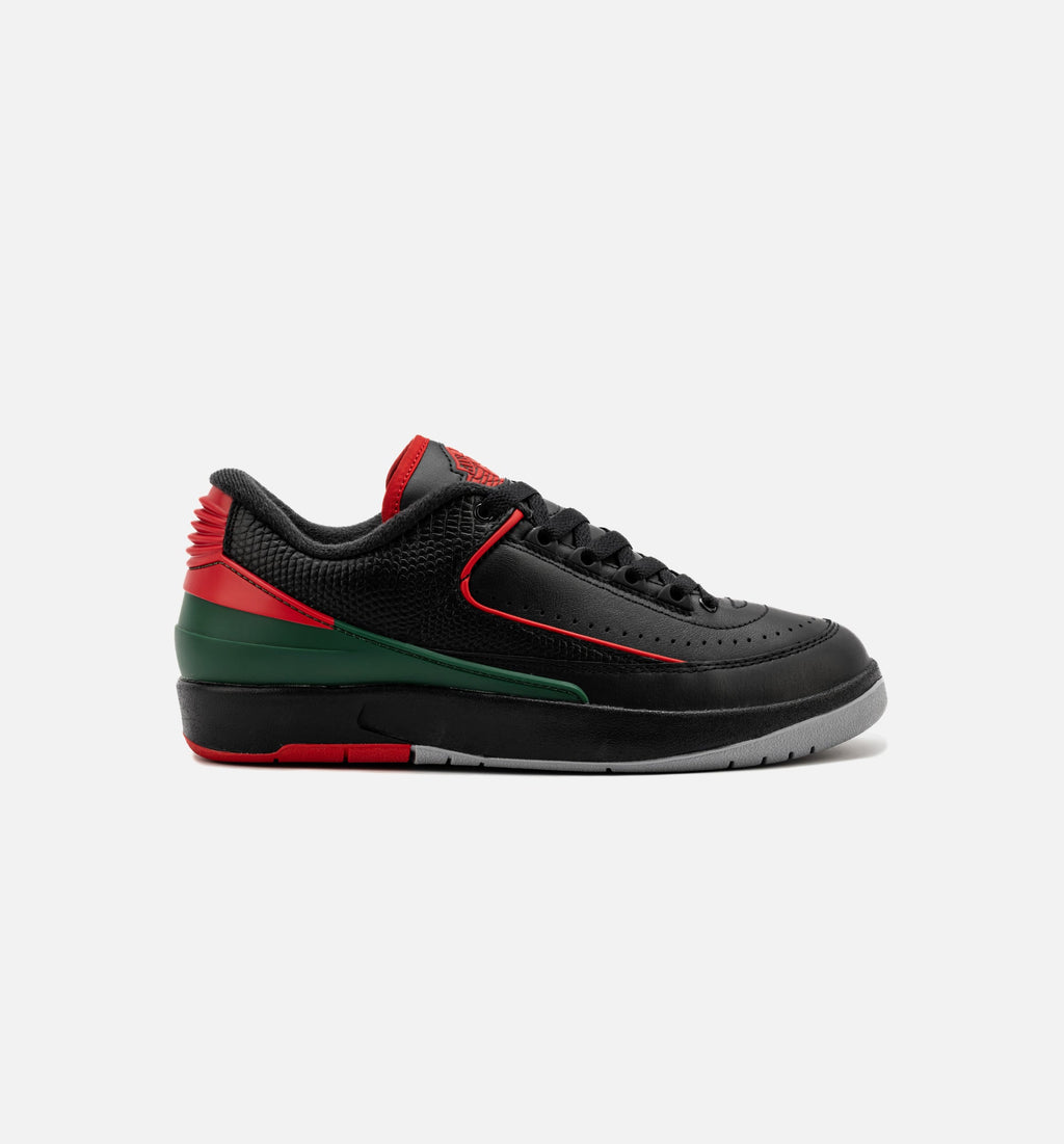 Air Jordan 2 Retro Low Christmas Kids' Shoes - Black/Fire Red/Grey