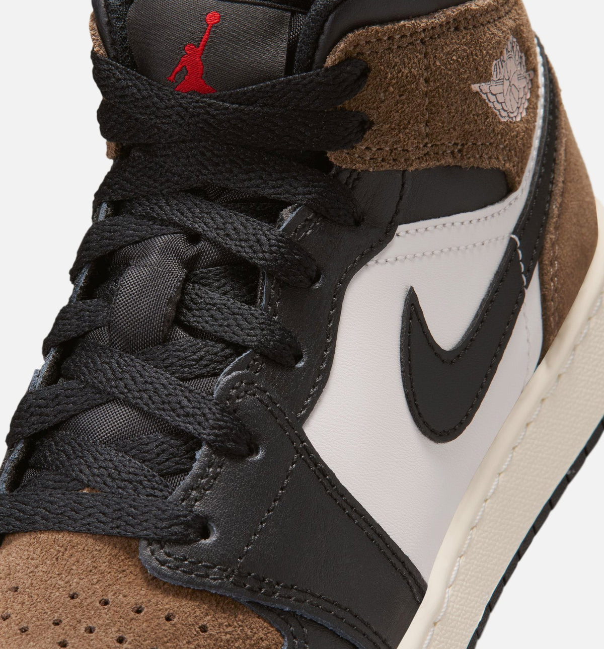 Air Jordan 1 Mid Kids' Shoes - Black/Phantom/Palomino/University Red