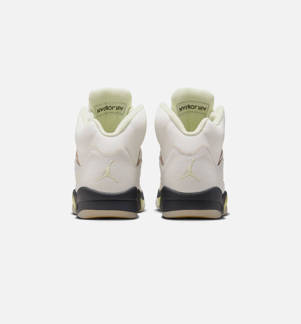 Air Jordan 5 Retro Luminous Green and Sail Women's Shoes - Sail/Green