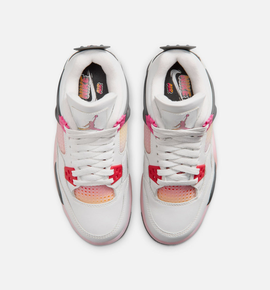 Air Jordan 4 Retro Comic Kids' Shoes - Off White/Pink/Grey