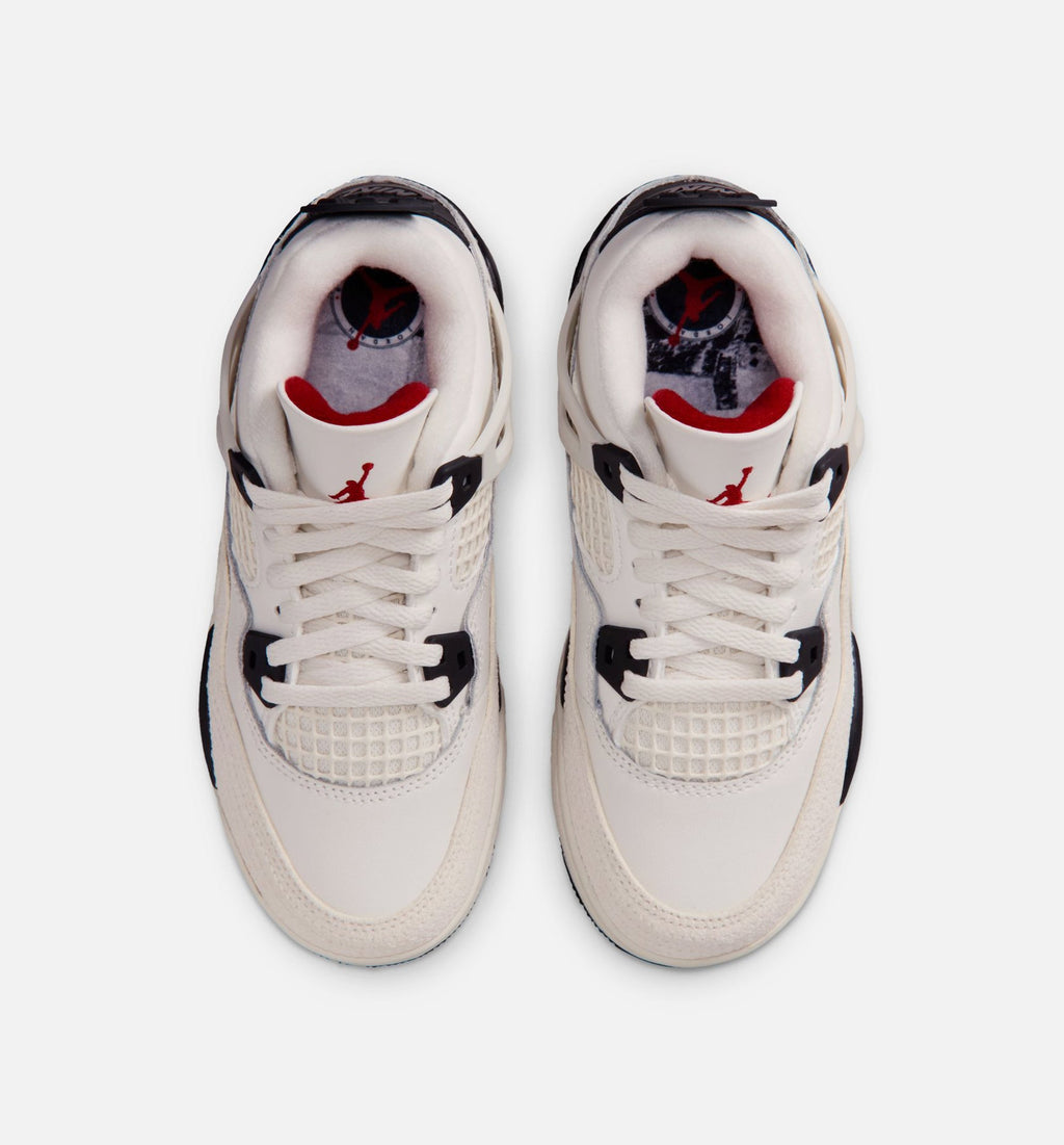Air Jordan 4 Retro Flight Club Preschool Shoes - Cream/Black/Red