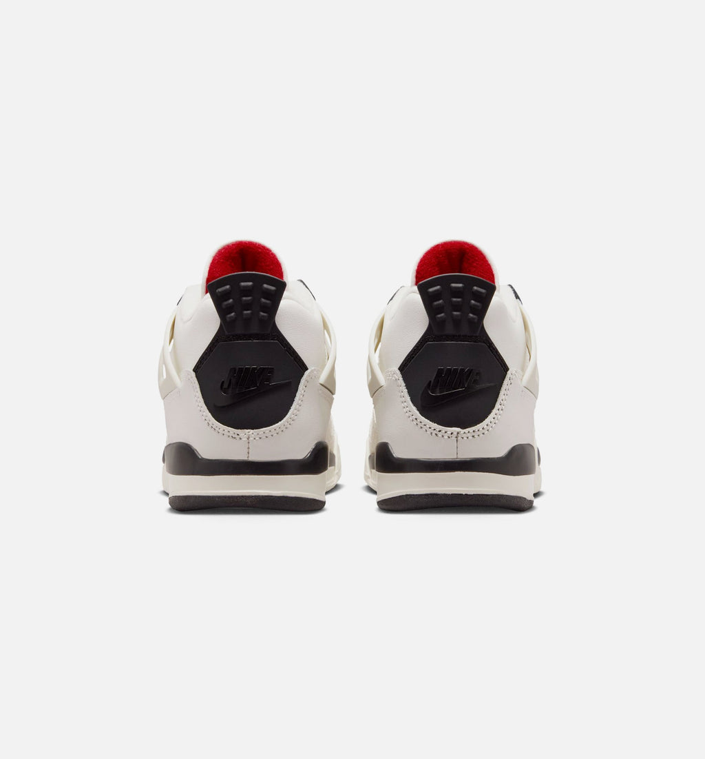 Air Jordan 4 Retro Flight Club Preschool Shoes - Cream/Black/Red