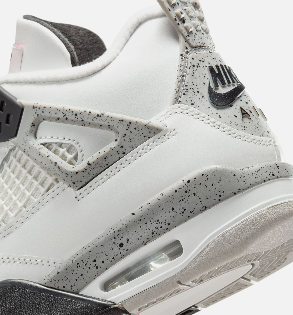 Air Jordan 4 Retro White Cement Kids' Shoes - White/Grey/Red