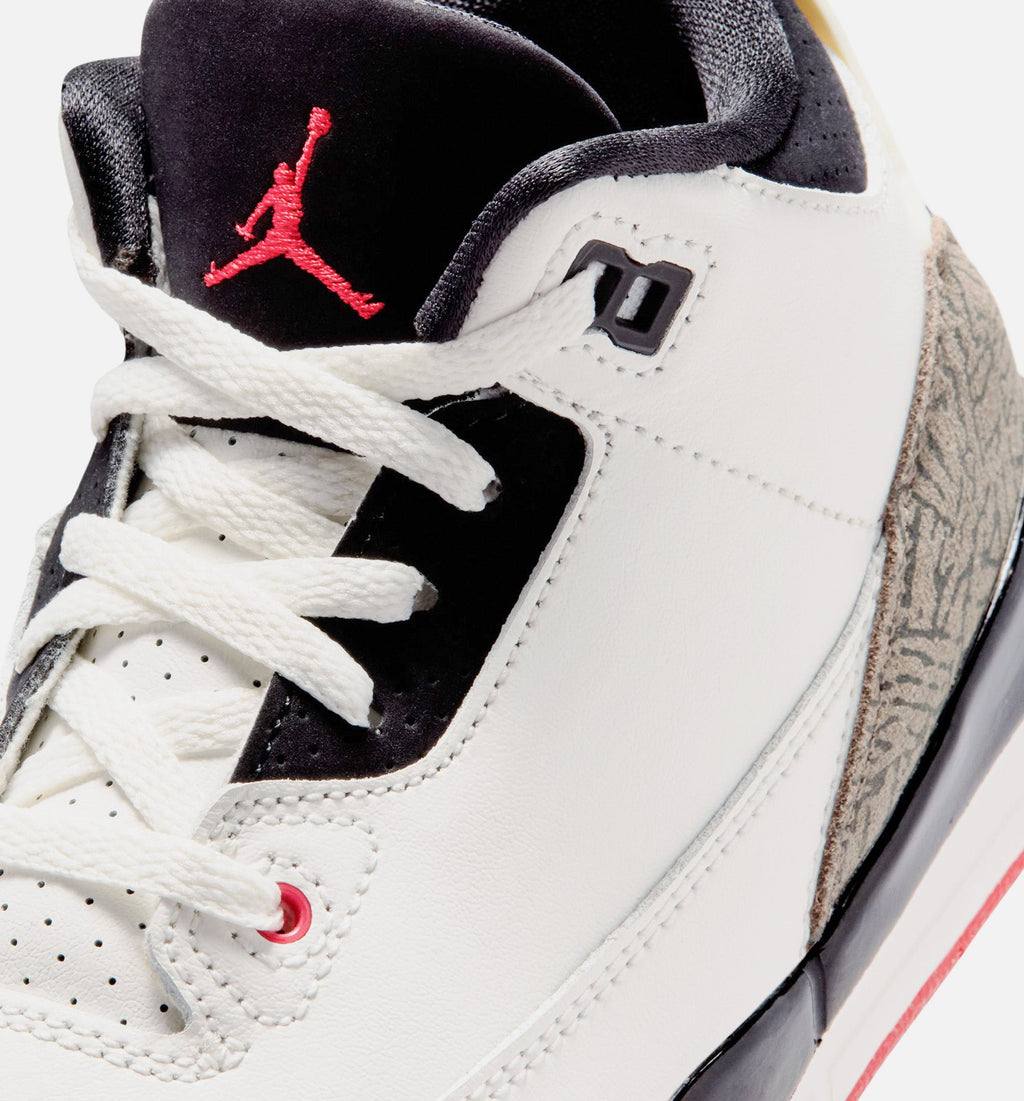Air Jordan 3 Retro Sail and University Red Preschool Shoes - Sail/Black/Red