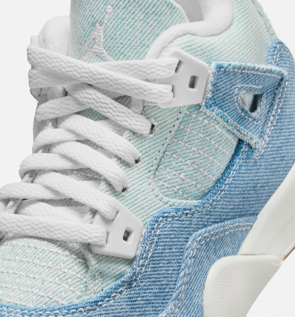 Air Jordan 4 Retro Worn Blue Preschool Shoes - Cream/Faded Blue