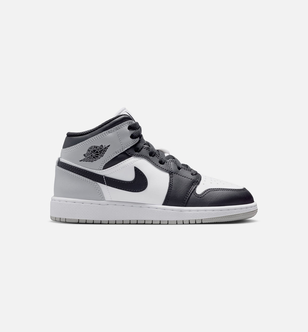 Air Jordan 1 Mid Kids' Shoes - White/Light Smoke Grey/Black