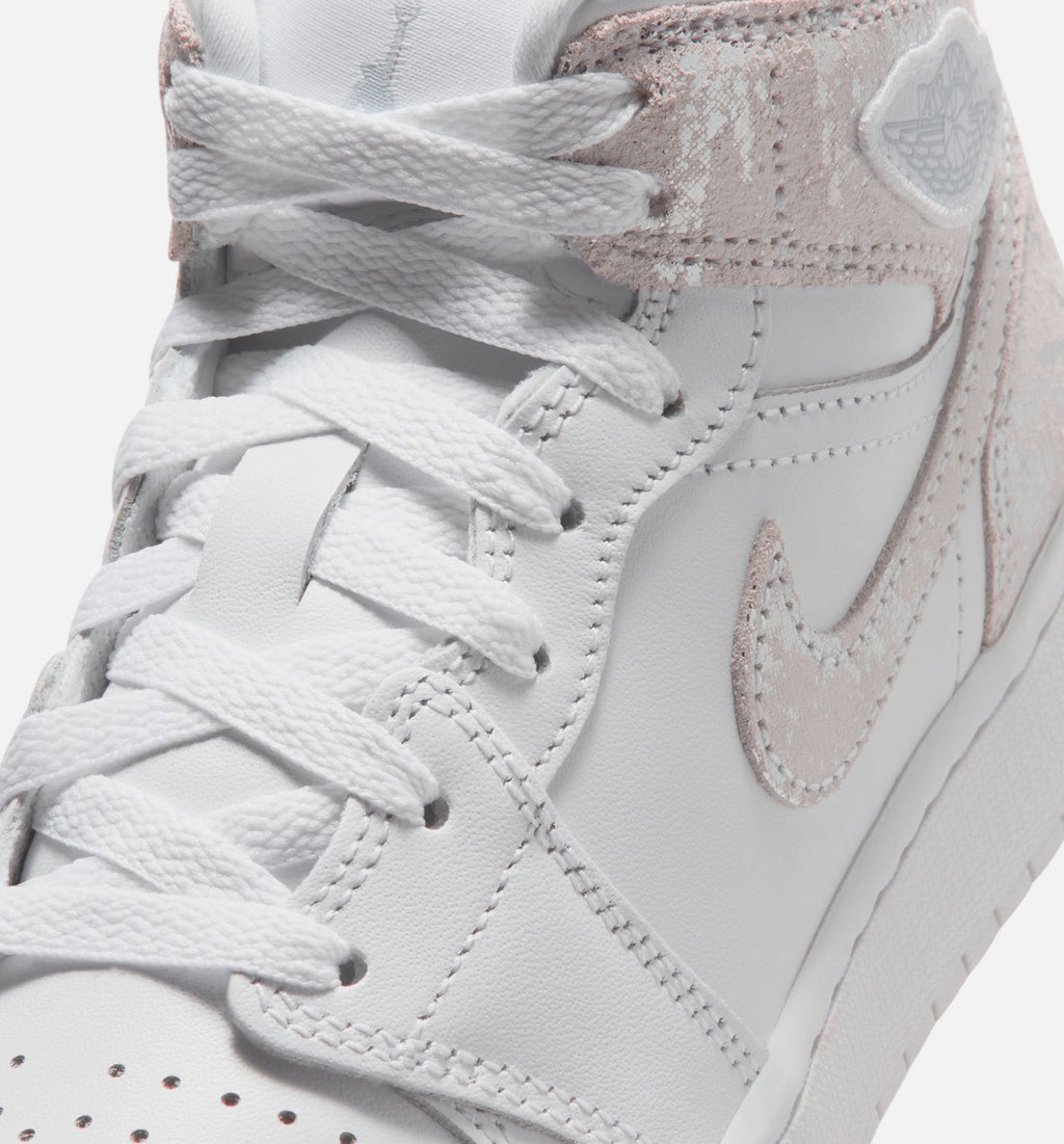 Air Jordan 1 Mid SE Kids' Shoes - White/Field Silver