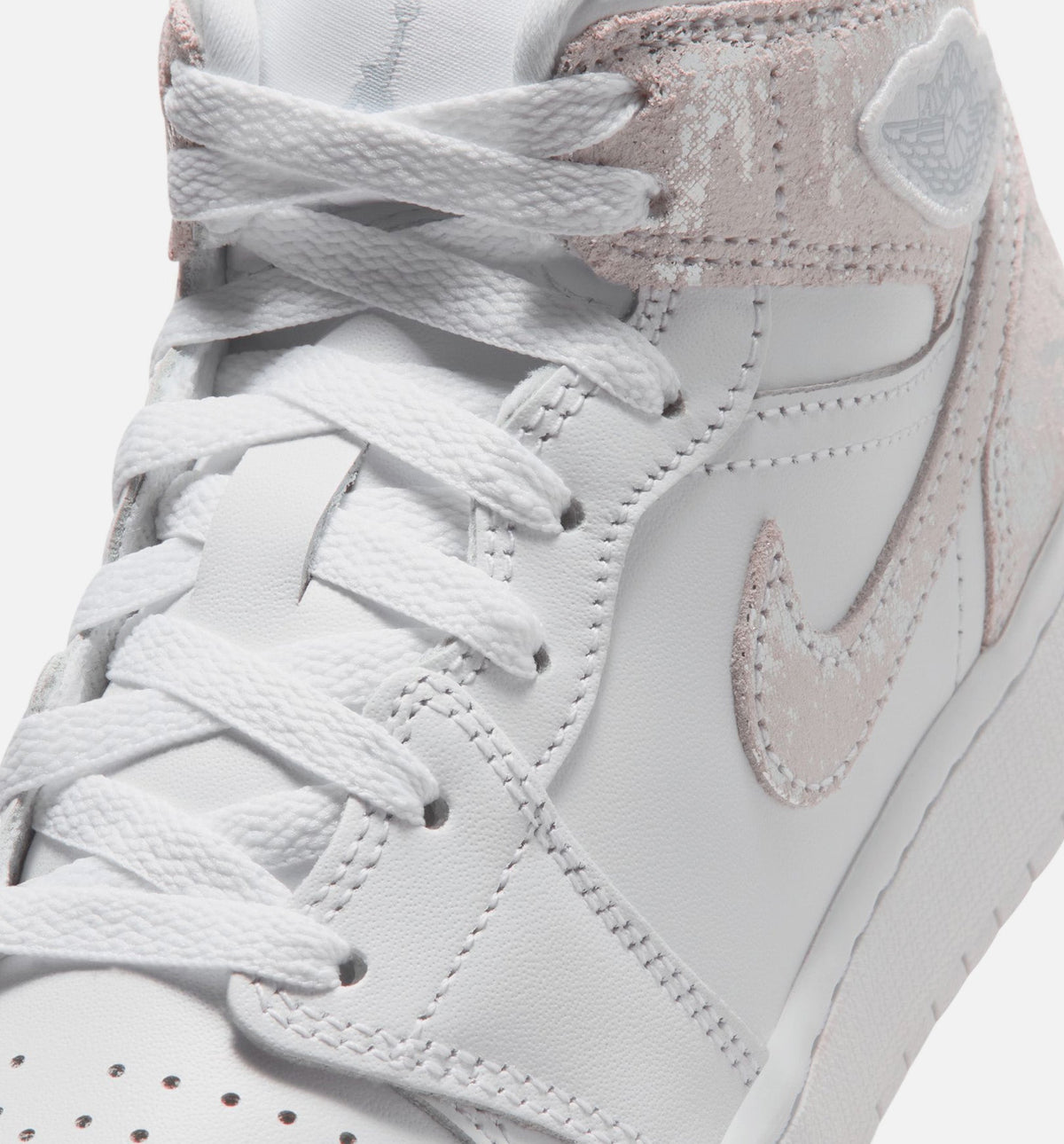 Air Jordan 1 Mid SE Kids' Shoes - White/Field Silver