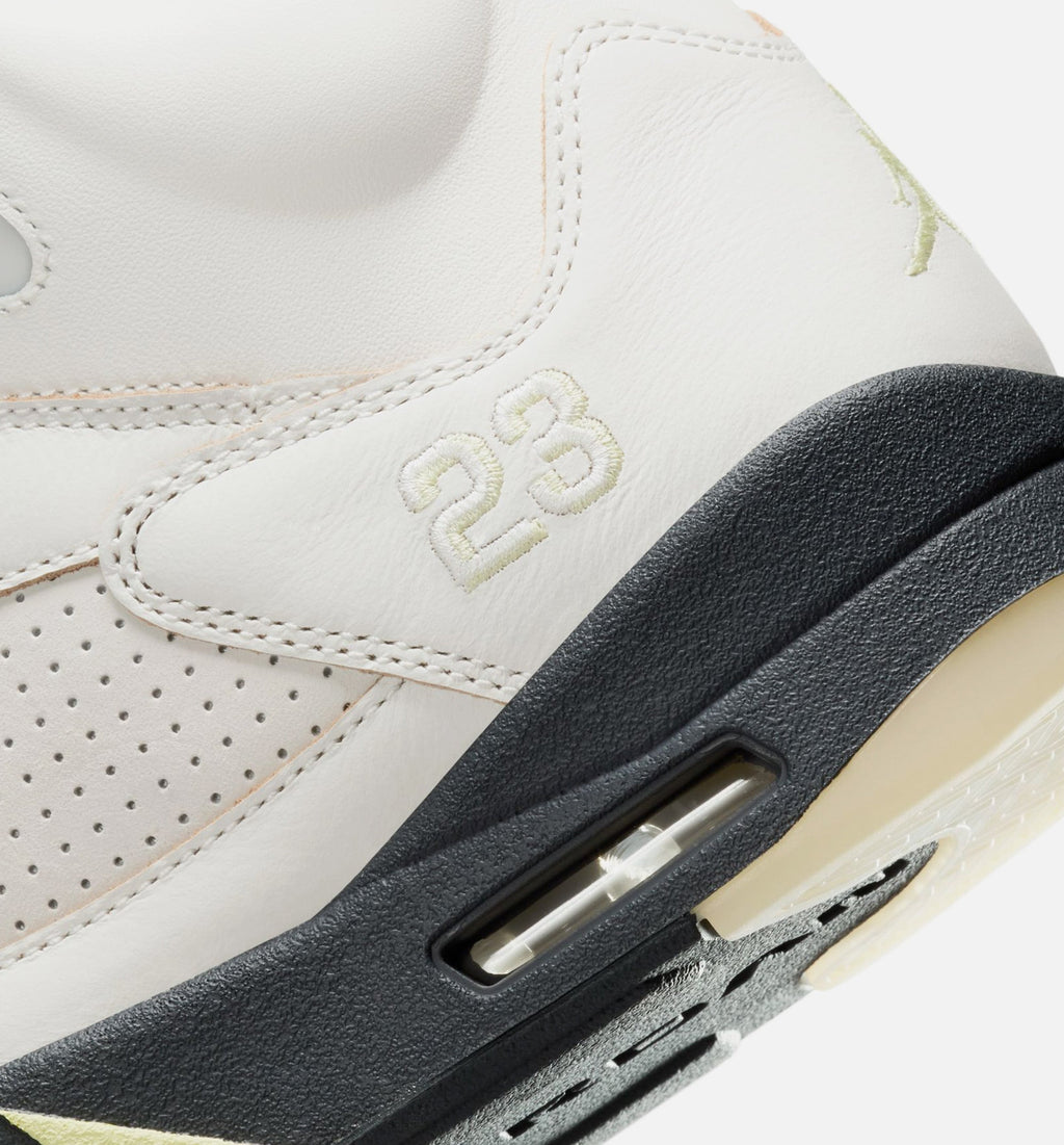 Air Jordan 5 Retro Luminous Green and Sail Women's Shoes - Sail/Green