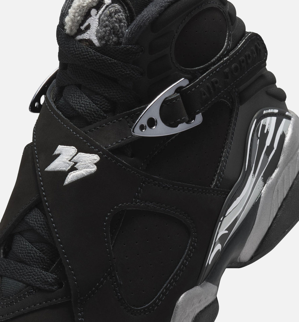 Air Jordan 8 Retro Chrome Kids' Shoes - Black/White/Grey