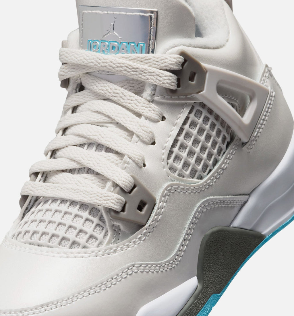 Air Jordan 4 Retro Blue Chill Preschool Shoes - Grey/Ice Blue