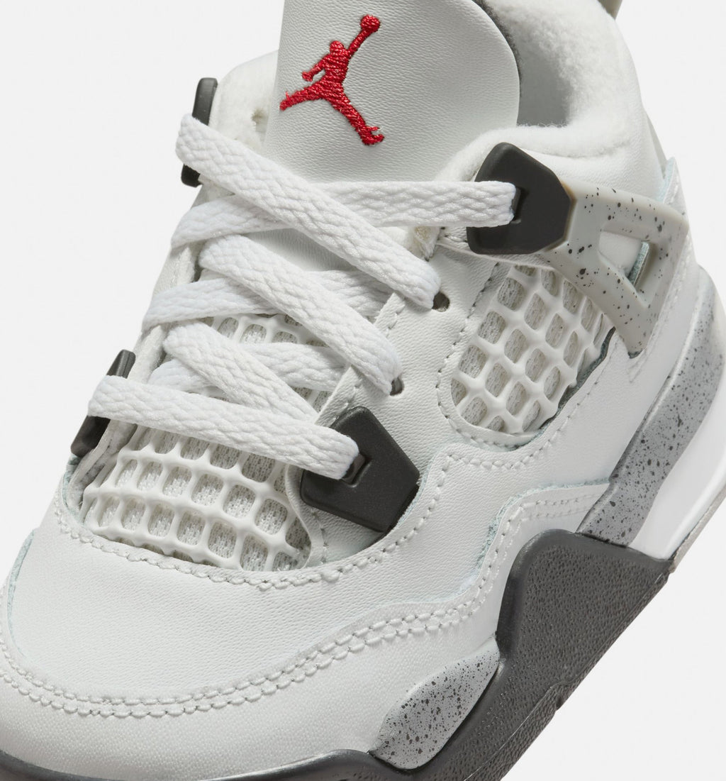 Air Jordan 4 Retro White Cement Baby & Toddler Shoes - White/Grey/Red