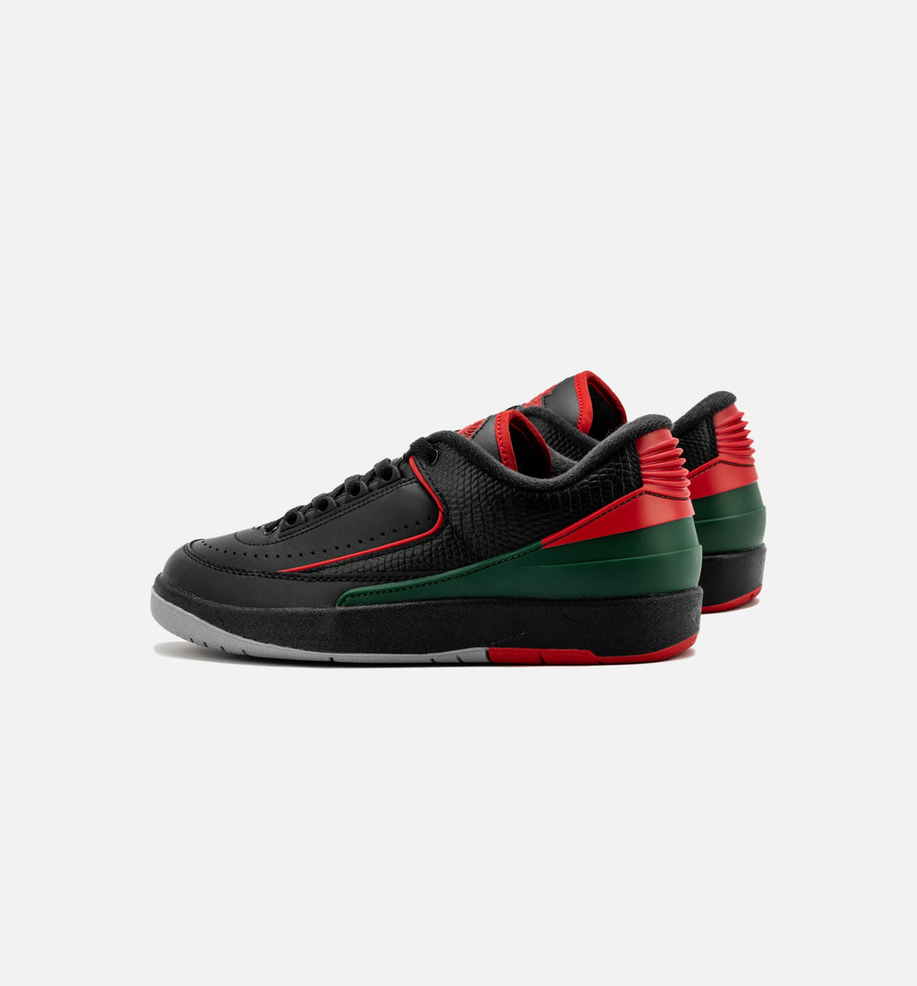 Air Jordan 2 Retro Low Christmas Kids' Shoes - Black/Fire Red/Grey
