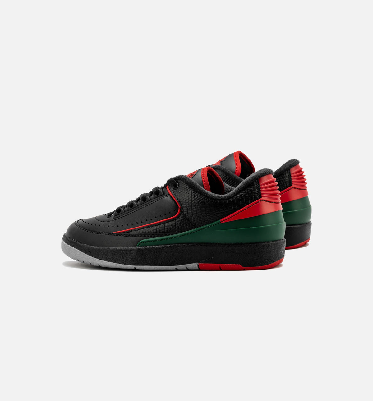 Air Jordan 2 Retro Low Christmas Kids' Shoes - Black/Fire Red/Grey