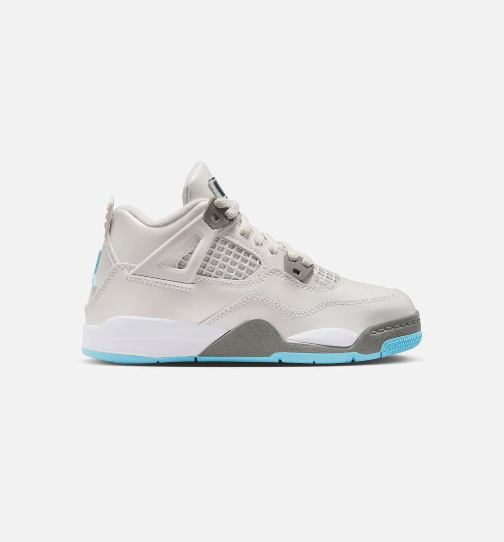 Air Jordan 4 Retro Blue Chill Preschool Shoes - Grey/Ice Blue