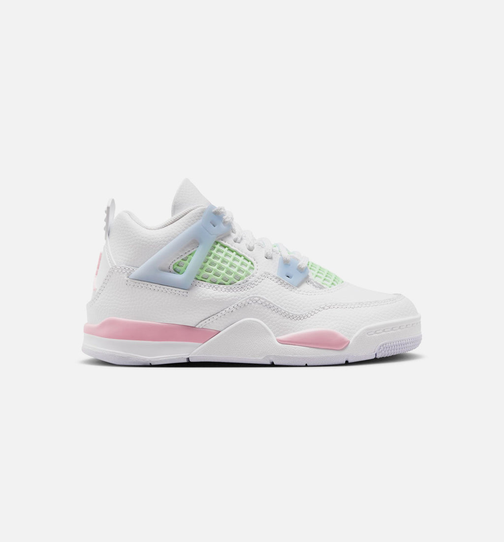 Air Jordan 4 Retro Medium Soft Pink Preschool Shoes - White/Pink/Blue
