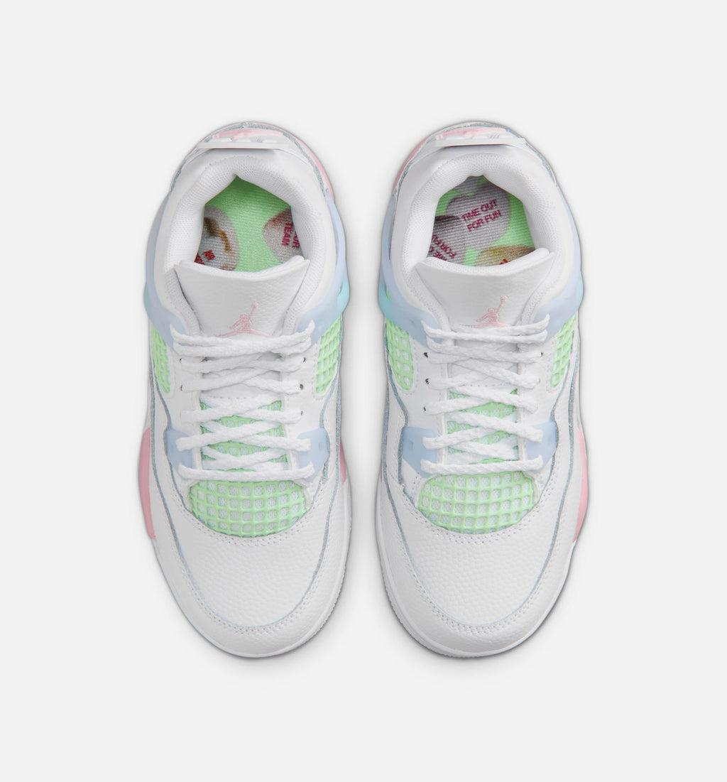 Air Jordan 4 Retro Medium Soft Pink Preschool Shoes - White/Pink/Blue