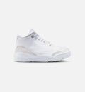 Air Jordan 3 Retro White Silver Preschool Shoes - White/Metallic Silver