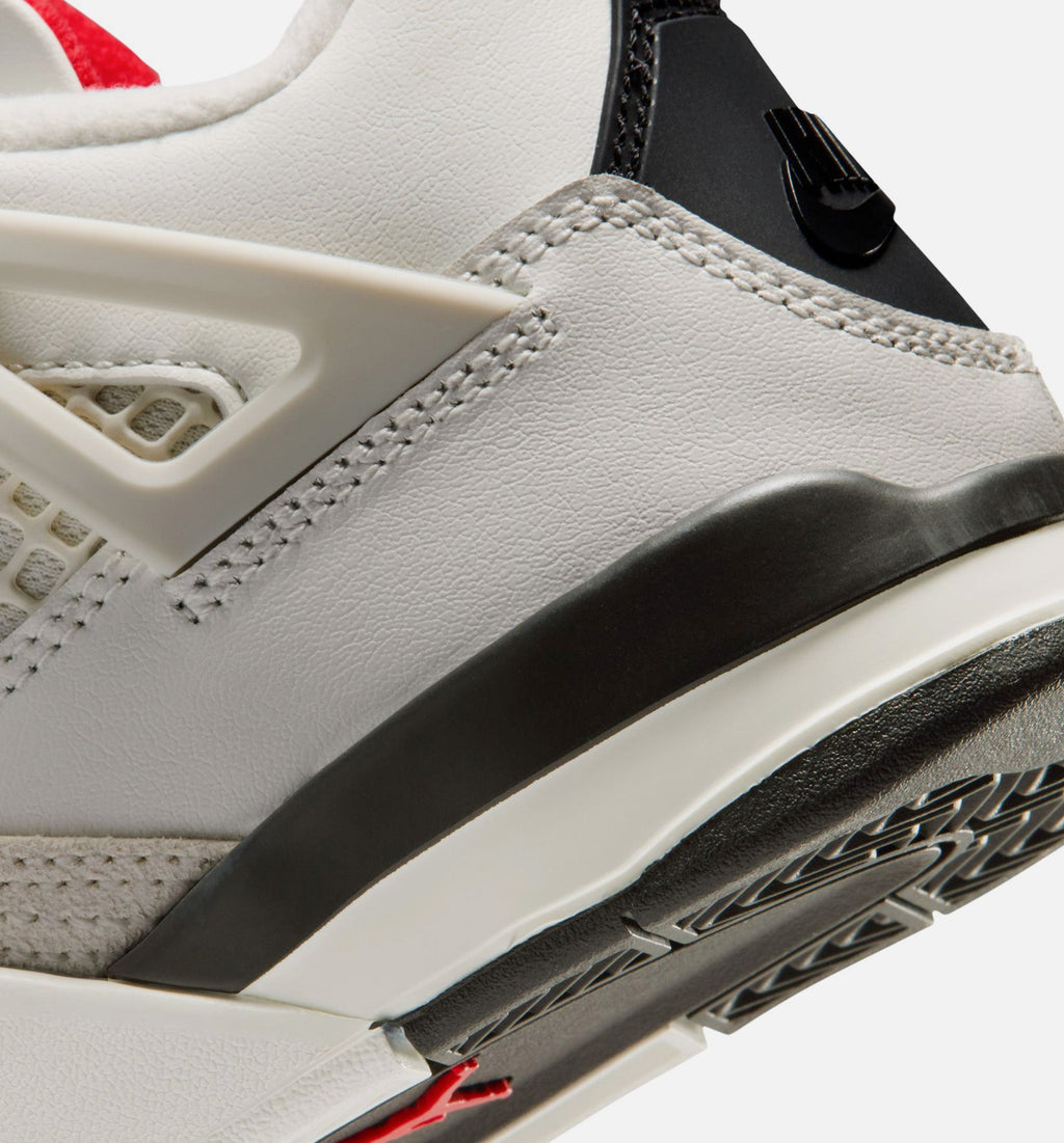 Air Jordan 4 Retro Flight Club Preschool Shoes - Cream/Black/Red