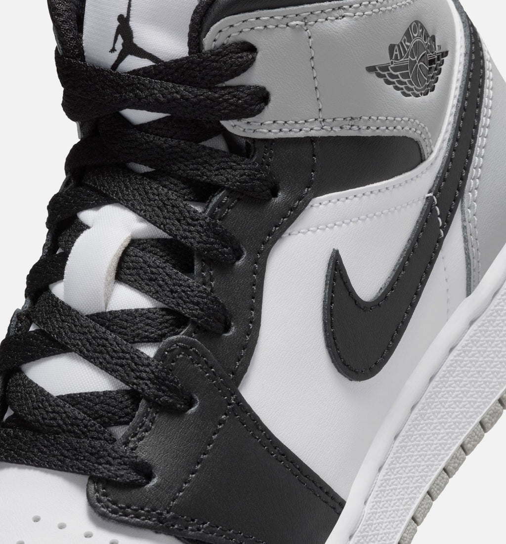 Air Jordan 1 Mid Kids' Shoes - White/Light Smoke Grey/Black