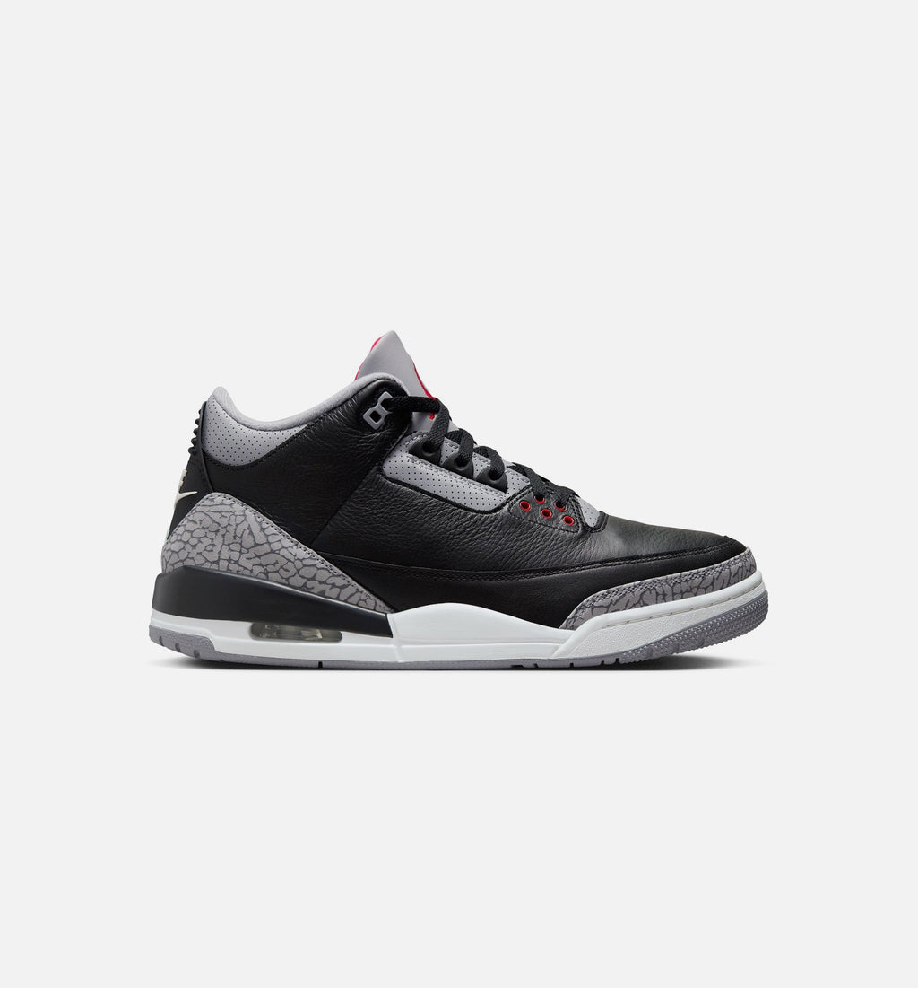 Air Jordan 3 Retro Black Cement Men's Shoes - Black/Fire Red/Grey