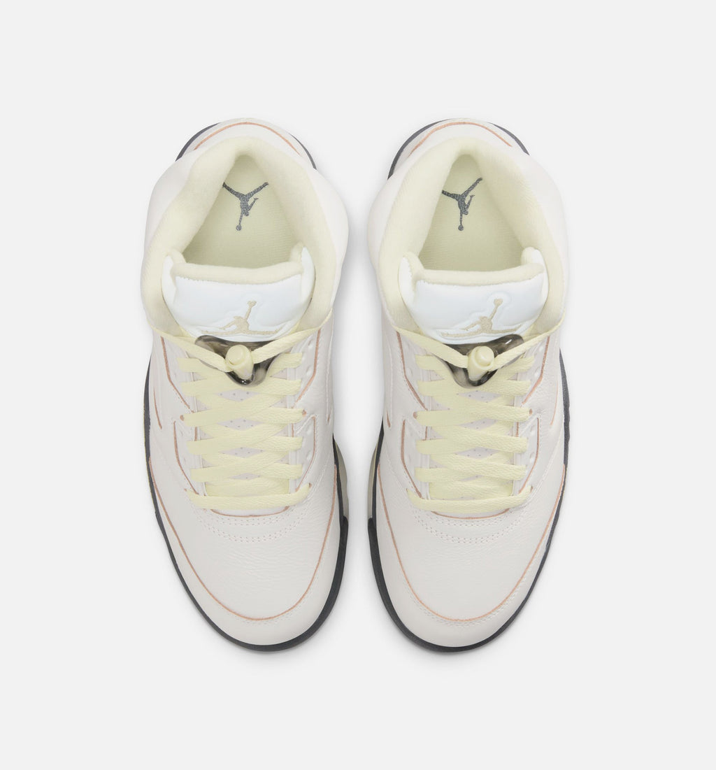 Air Jordan 5 Retro Luminous Green and Sail Women's Shoes - Sail/Green
