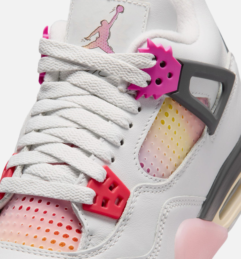 Air Jordan 4 Retro Comic Kids' Shoes - Off White/Pink/Grey