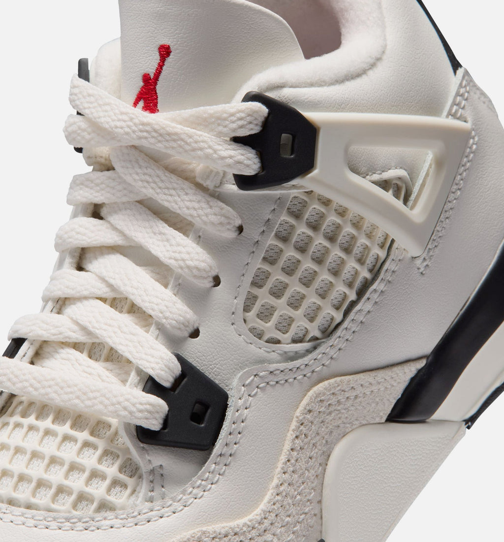 Air Jordan 4 Retro Flight Club Preschool Shoes - Cream/Black/Red