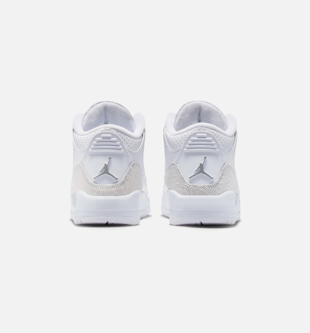 Air Jordan 3 Retro White Silver Preschool Shoes - White/Metallic Silver