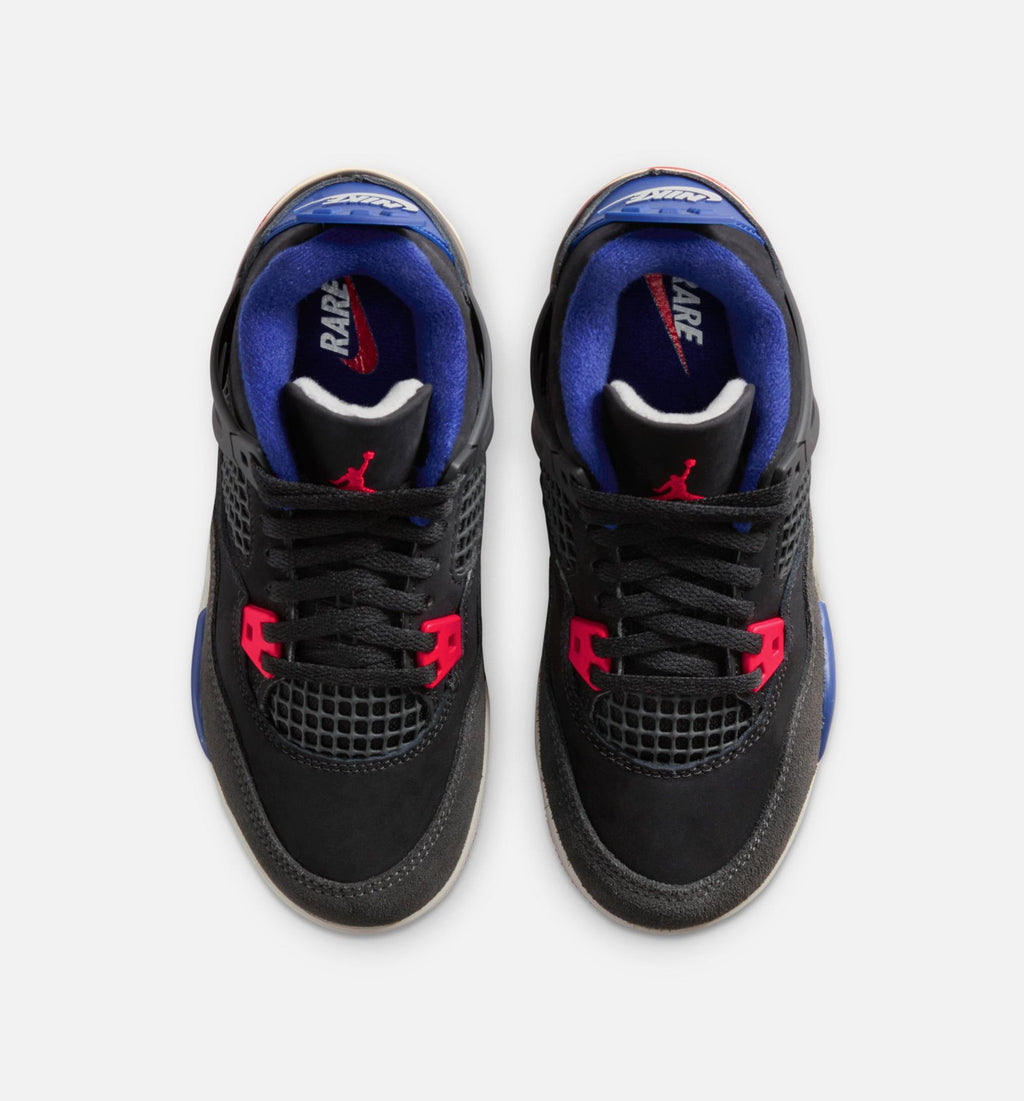 Air Jordan 4 Retro Rare Air Preschool Shoes - Black/Red/Blue