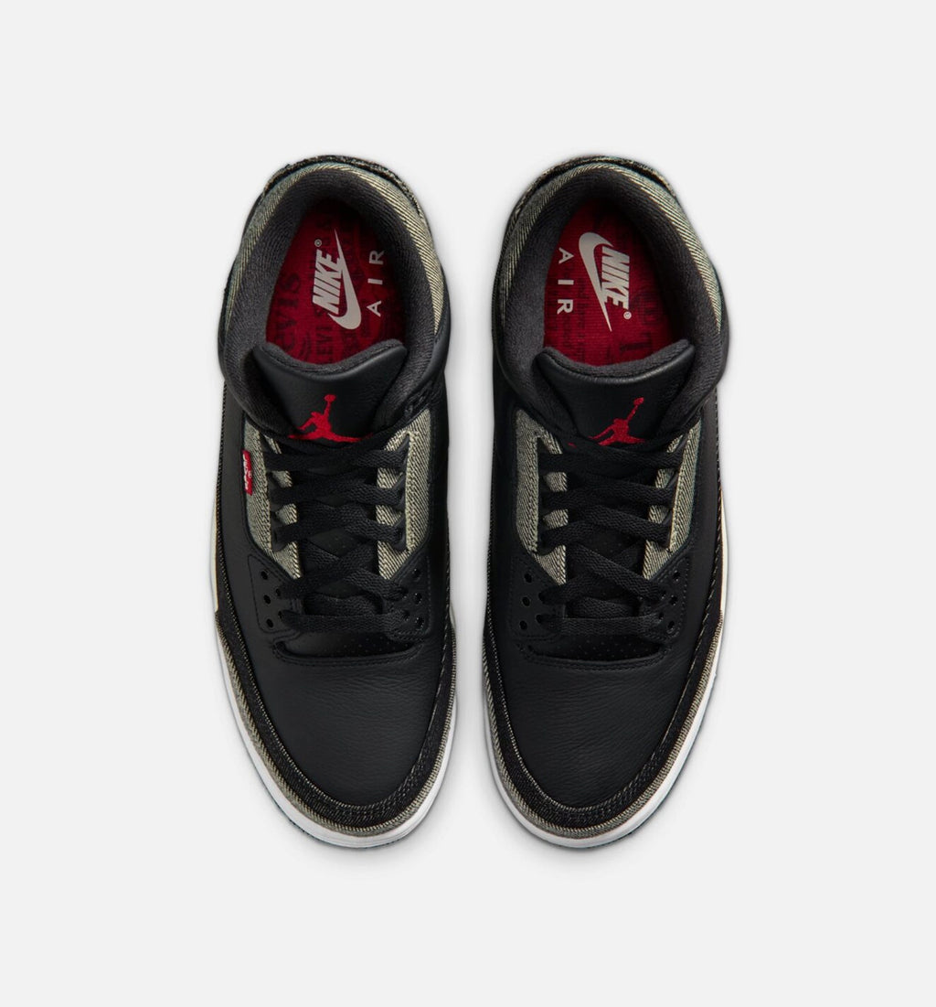 Air Jordan 3 x Levi's Black and White Men's Shoes - Denim/Black/Red