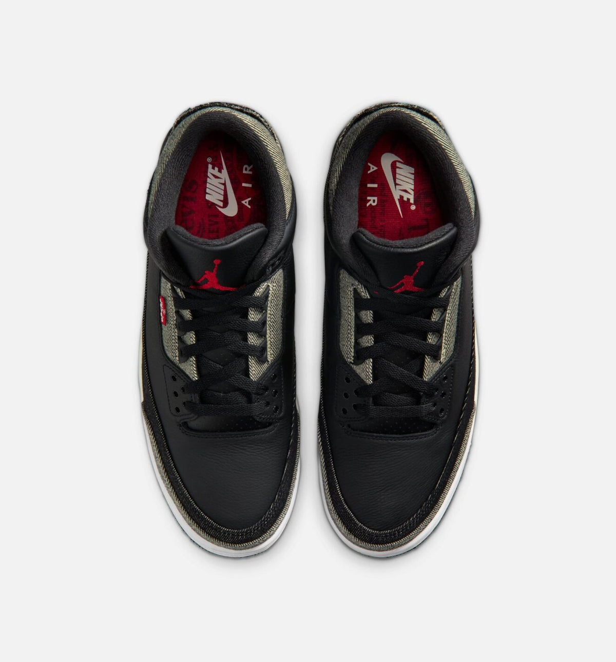 Air Jordan 3 x Levi's Black and White Men's Shoes - Denim/Black/Red