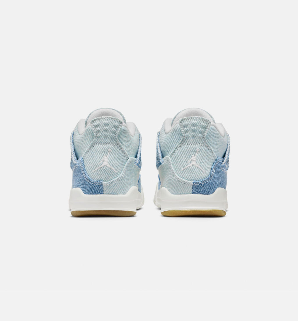 Air Jordan 4 Retro Worn Blue Preschool Shoes - Cream/Faded Blue